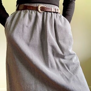 Vintage Houndstooth Midi Skirt